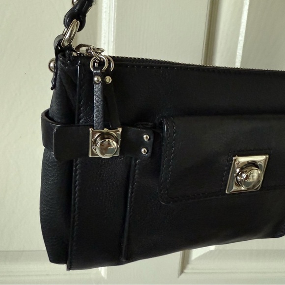 Banana Republic Shoulder Bag Pebble Leather Black Medium - Picture 7 of 16